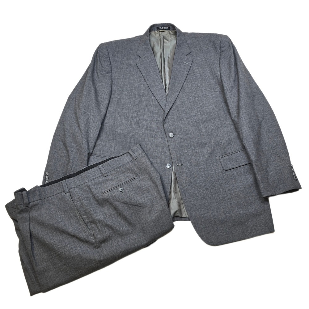Stafford Grey Wool Suit Mens 50L 50 Big Tall 2 Piece‎ Pants 44x29 Suit Set